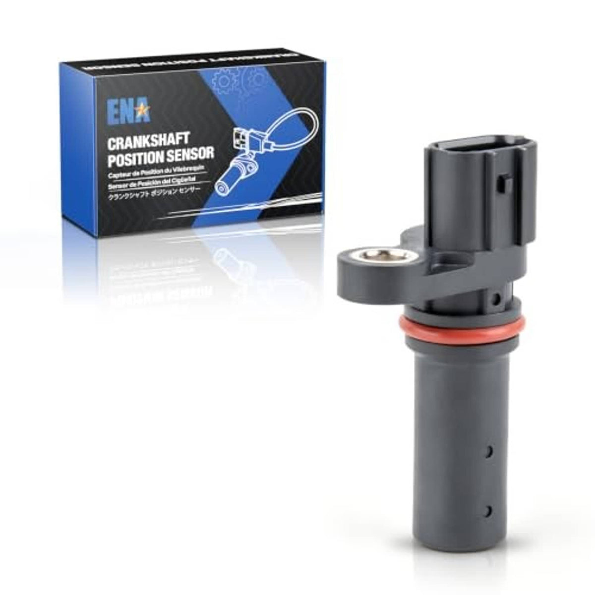 Crankshaft position sensor with mounting bracket, black body, and red seal ring