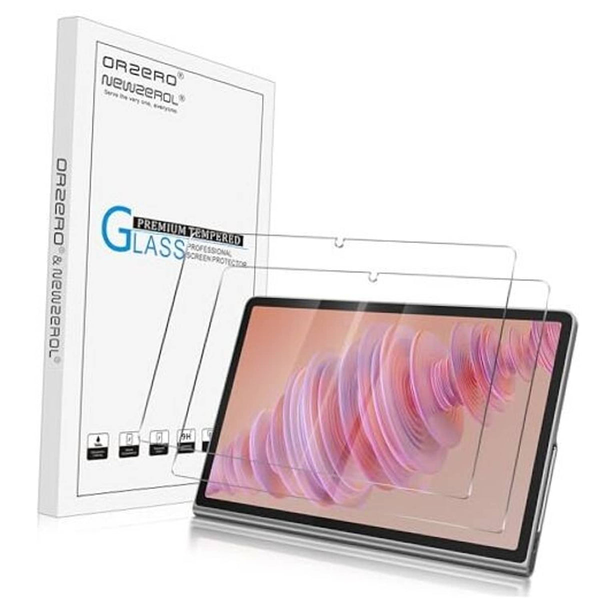 2-pack tempered glass screen protectors for 11.5-inch tablet screens, clear film with clips