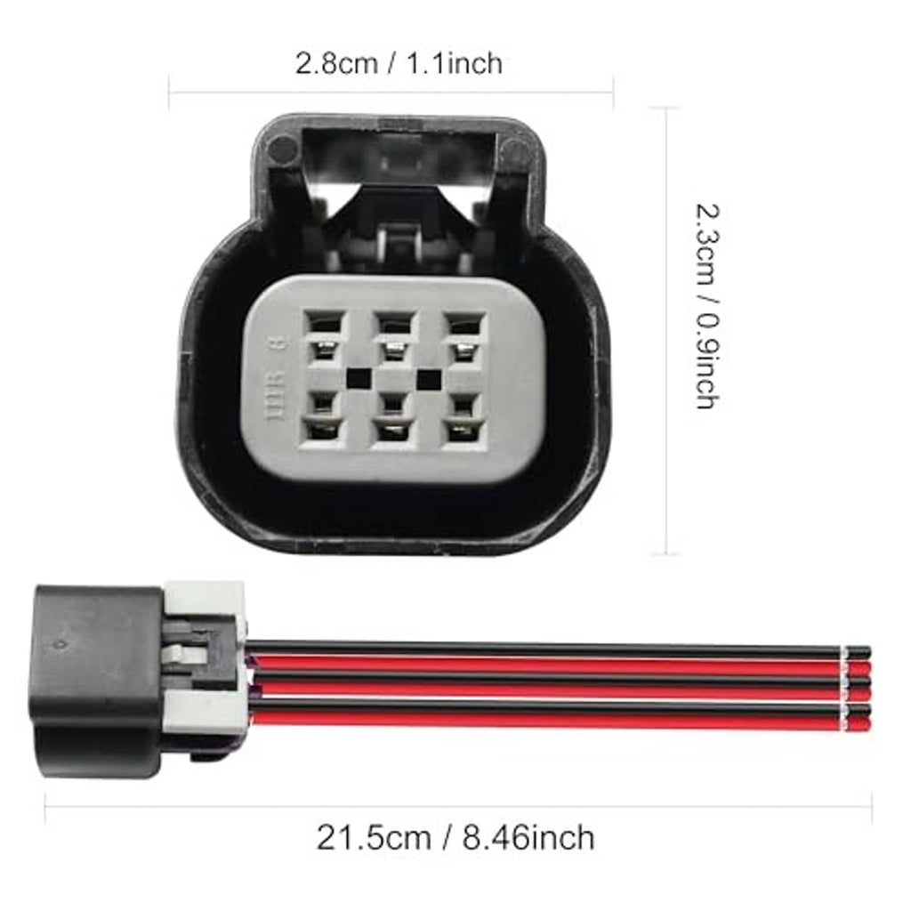 6-pin throttle body connector pigtail with open terminals and red/black wire bundle