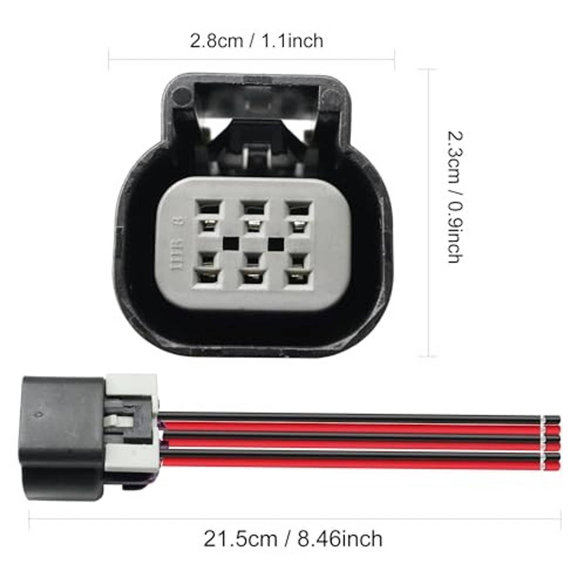6-pin throttle body connector pigtail with open terminals and red/black wire bundle