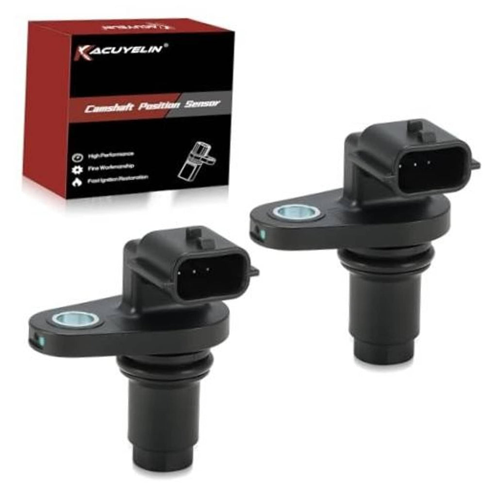 Set of 2 camshaft position sensors with black housings and two-pin electrical connectors