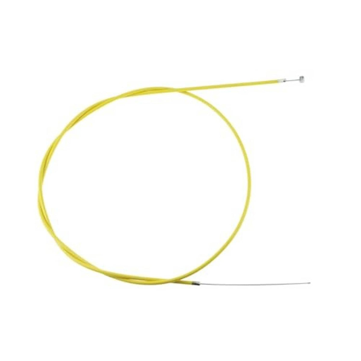 Yellow brake cable with silver end fittings and long straight wire run