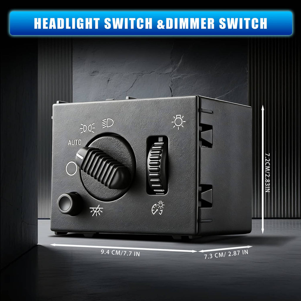 Black headlight and dimmer switch with AUTO knob and side rocker