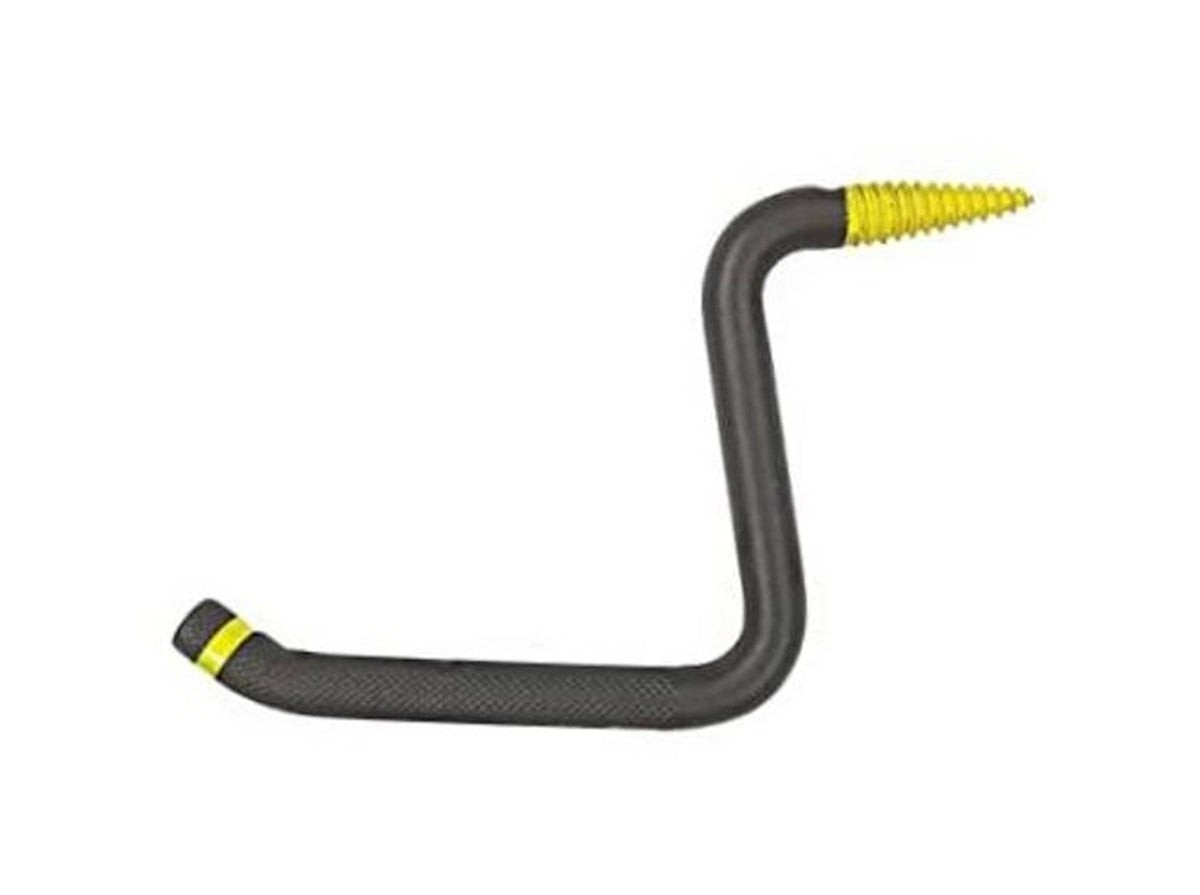 L-shaped tree step tool with textured grip and yellow self-tapping screw