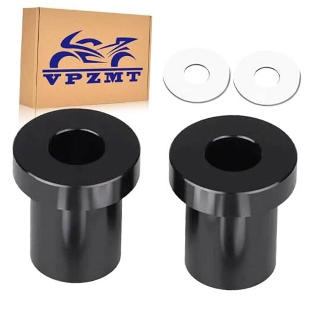 Black handlebar riser bushing pair with flat top and center hole; two metal rings