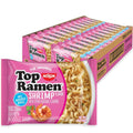 Shrimp flavor instant ramen noodle soup packets in a boxed pack
