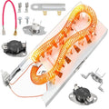 Dryer heating element kit with coiled orange heating element and metal mounting brackets