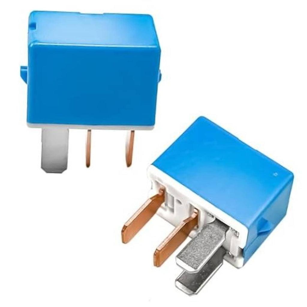 Two 12V AC relays, blue plastic housing with 4-pin blade terminals