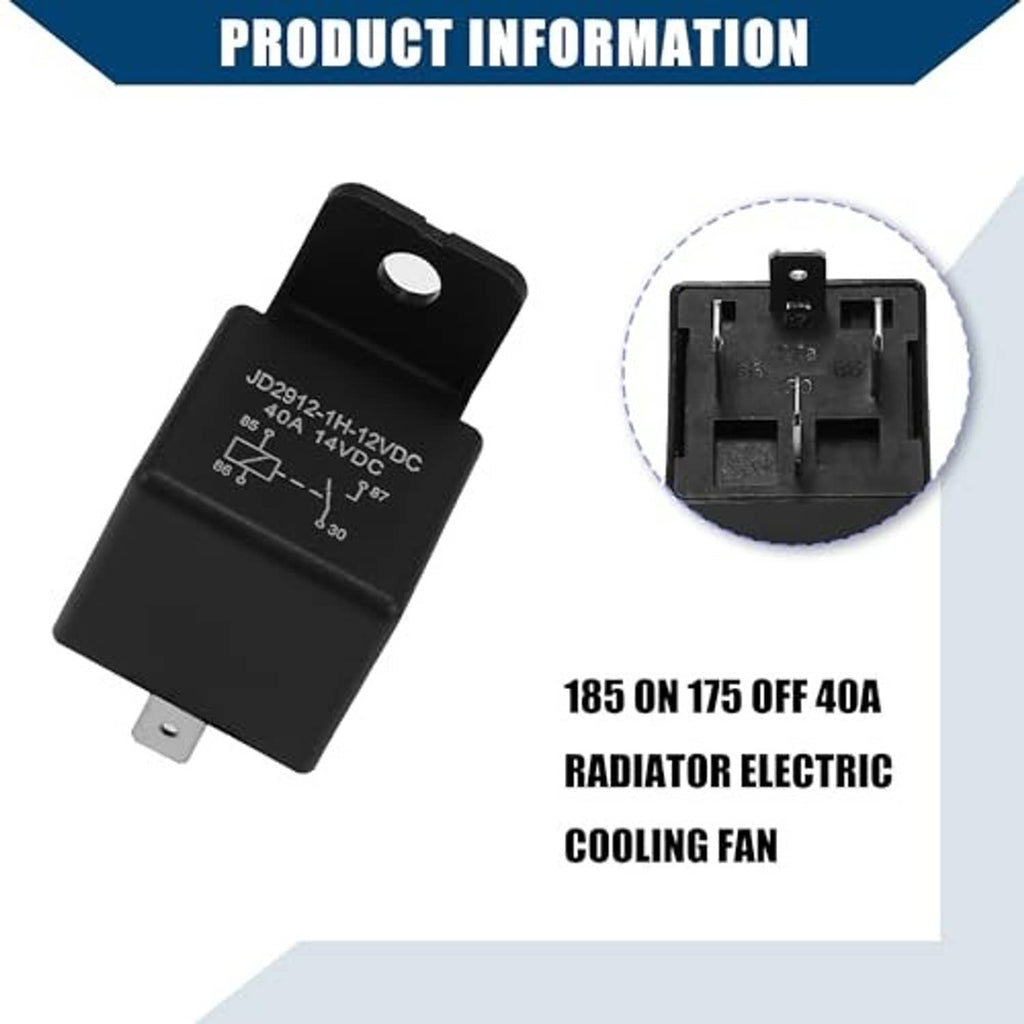 Black dual electric fan relay module with mounting tab and connector terminals
