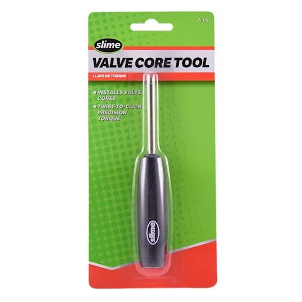 Valve core tool retail pack with black grip and chrome stem