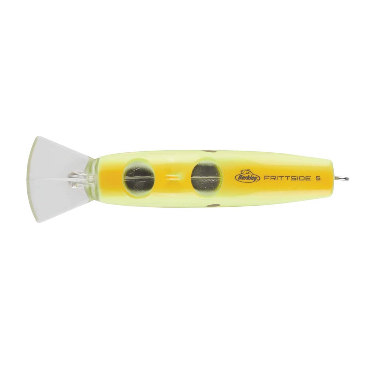 Yellow and lime crankbait lure with clear bill, lip, and Berkley branding