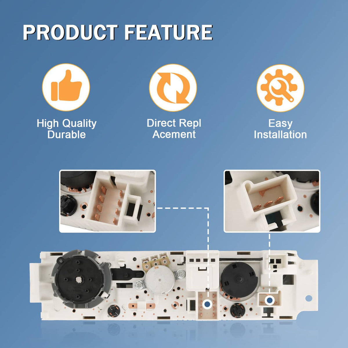 Climate control module internal layout with dial mechanisms and mounting housing