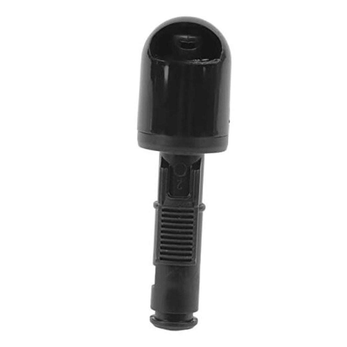 Black headlight washer nozzle with ribbed grip and outlet tip, spare part