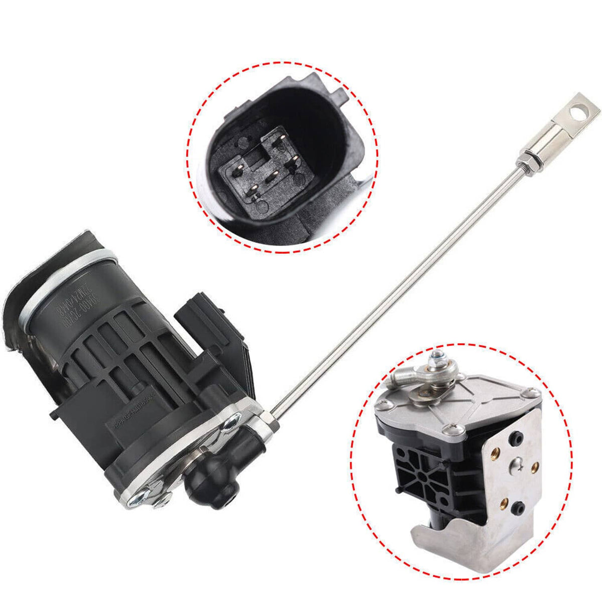 Turbo wastegate actuator with exposed connector and detailed mounting plate