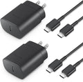 Black USB-C wall charger 2-pack with two USB-C cable connectors