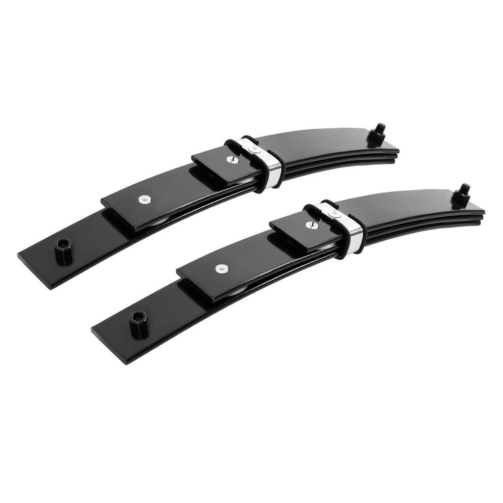 Front 3-leaf spring set pair with raised mounting tabs and black spring rails