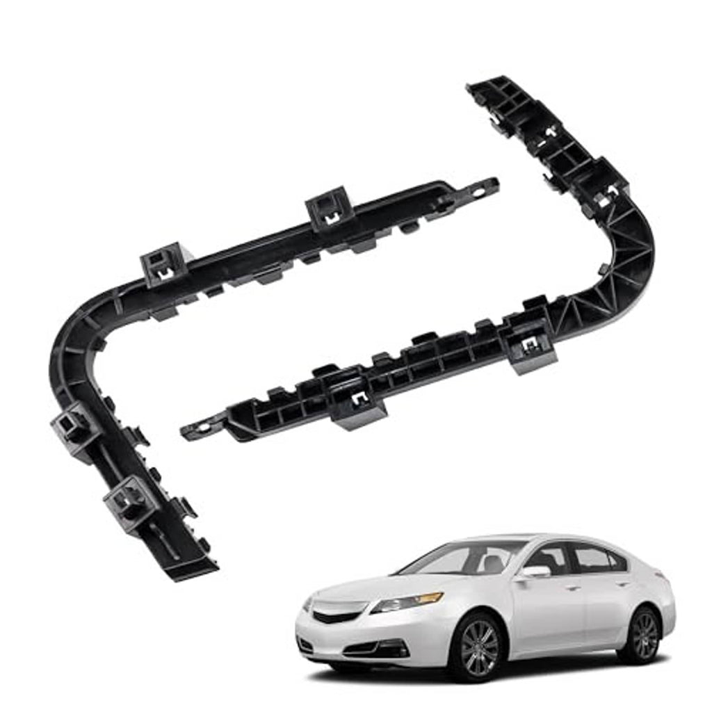 Front bumper retainer brackets set, black molded plastic with mounting tabs
