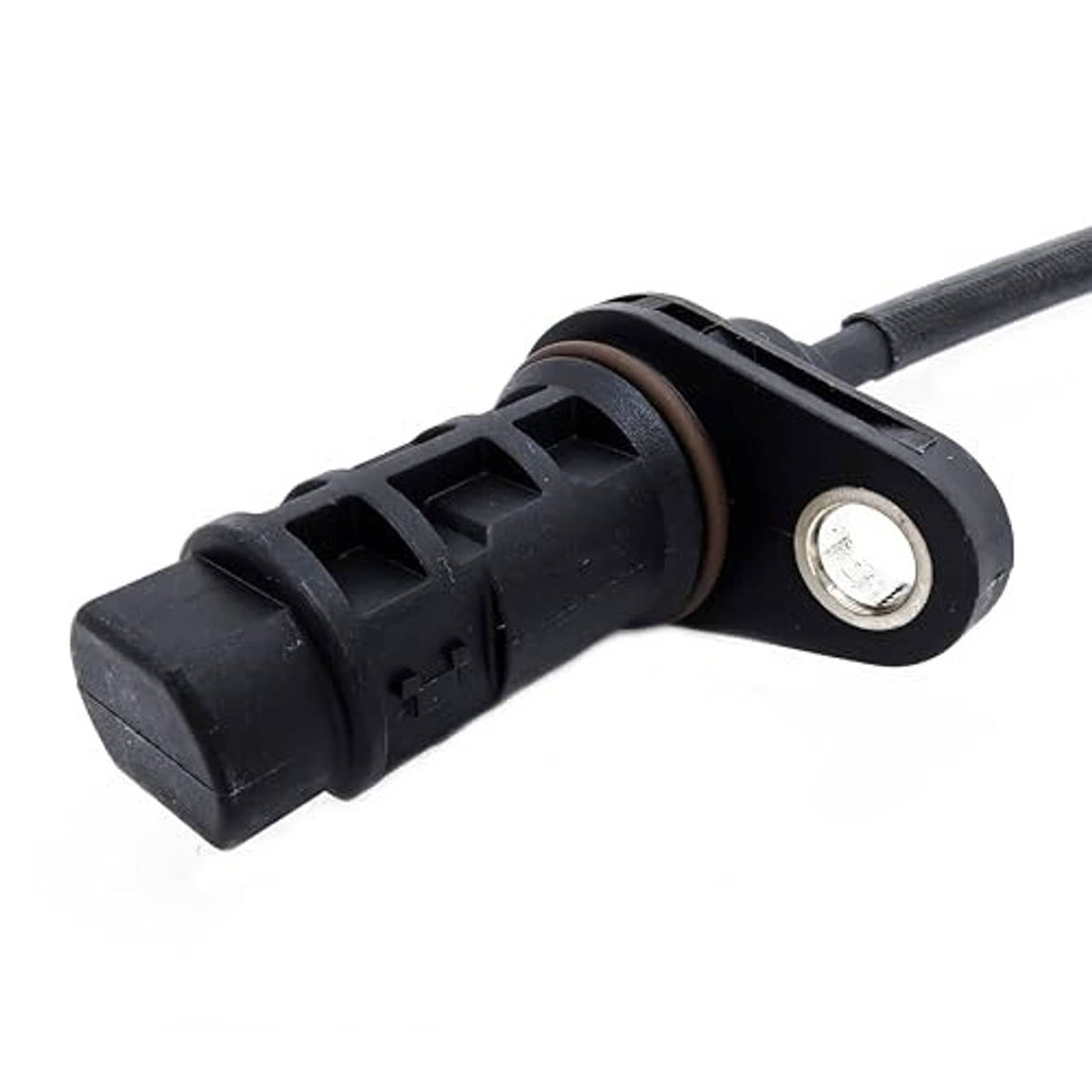 Crankshaft position sensor body with round metal mounting screw