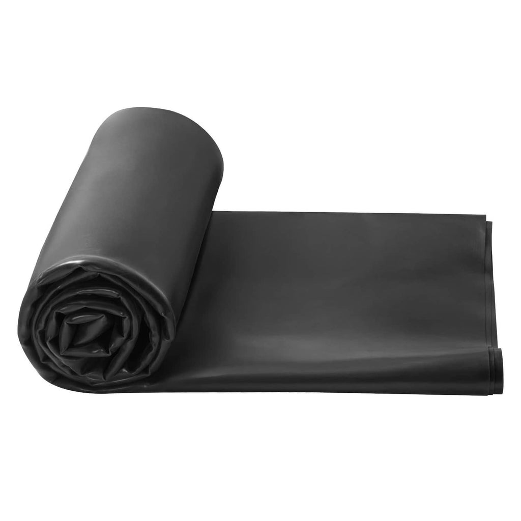 Black EPDM rubber roofing membrane roll with folded edge, compact bundle