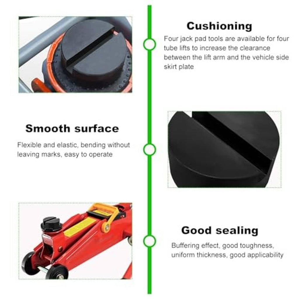 Black rubber jack pad adapter set with smooth flexible cushioning surface