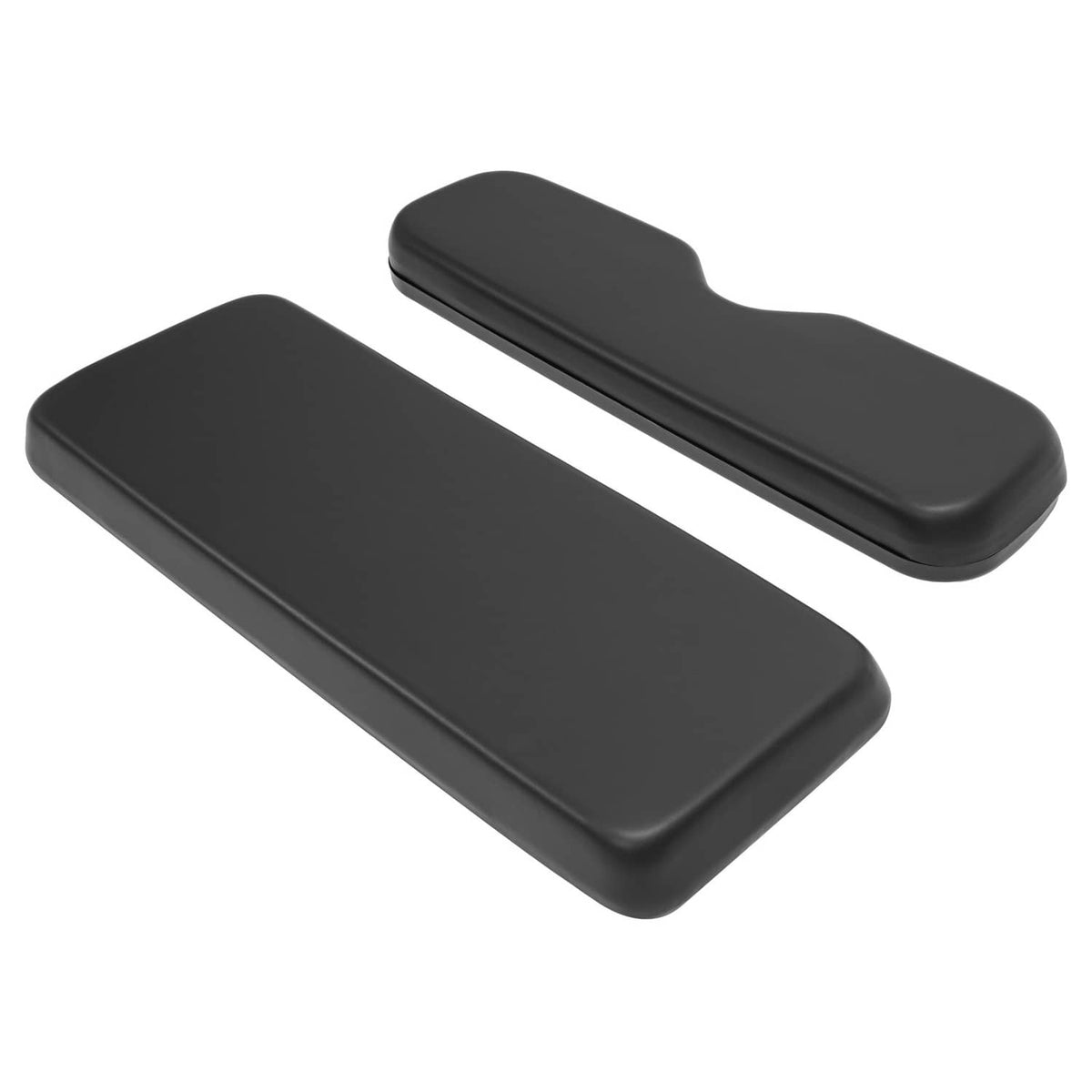 Black rear seat bottom and backrest cushion set, two-piece angled top view