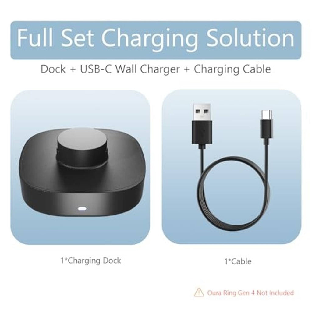 Black charging dock and USB-C charging cable with USB-A connector