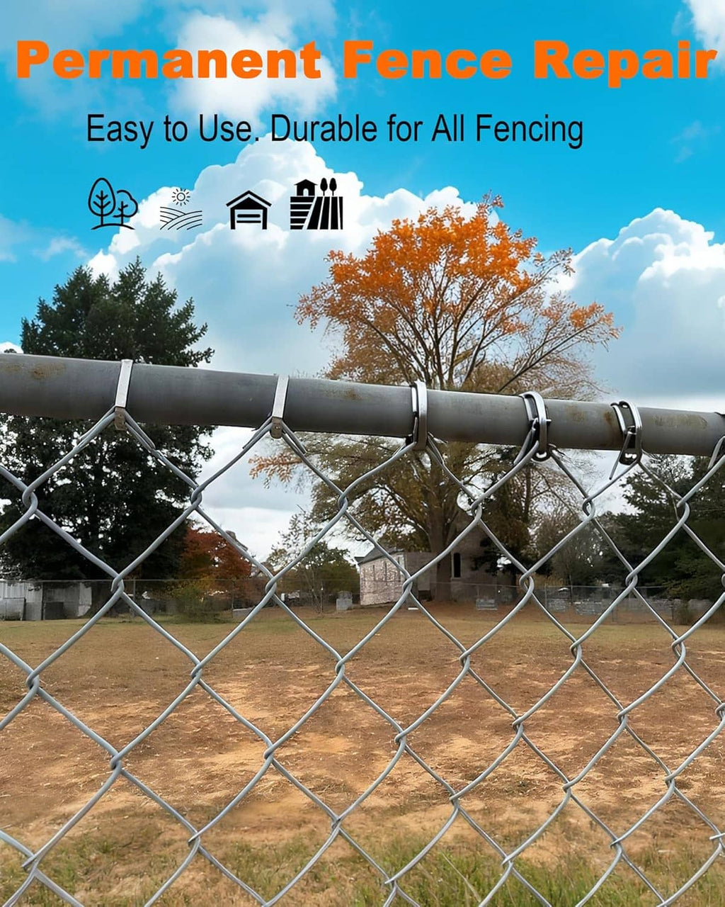 Metal zip ties fastening fencing wire to a metal frame, with multiple ties attached