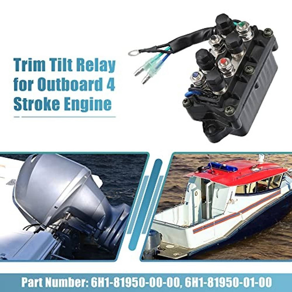 Outboard trim relay unit angled view with attached wiring and connectors
