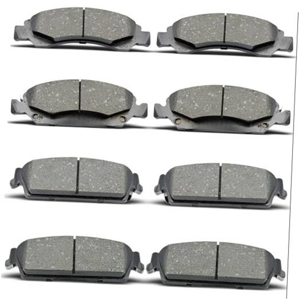 Ceramic brake pads set of 8, front and rear, dark gray friction material