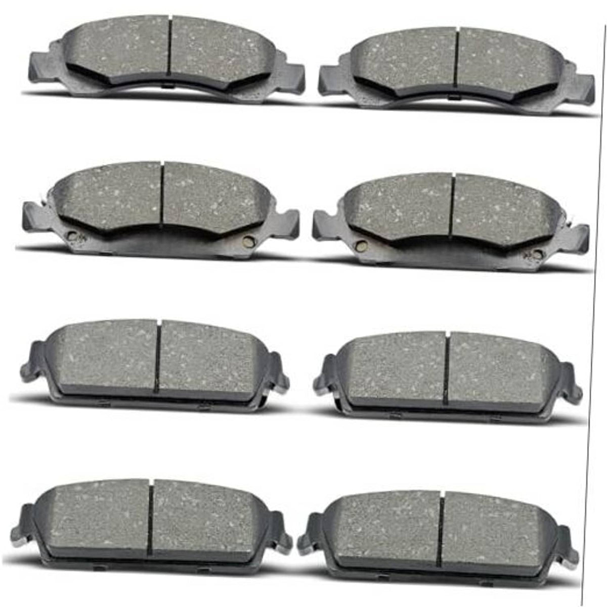 Ceramic brake pads set of 8, front and rear, dark gray friction material
