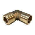 Brass 90-degree hose-to-NPT elbow fitting with threaded ends, 5/8 in to 3/8 in