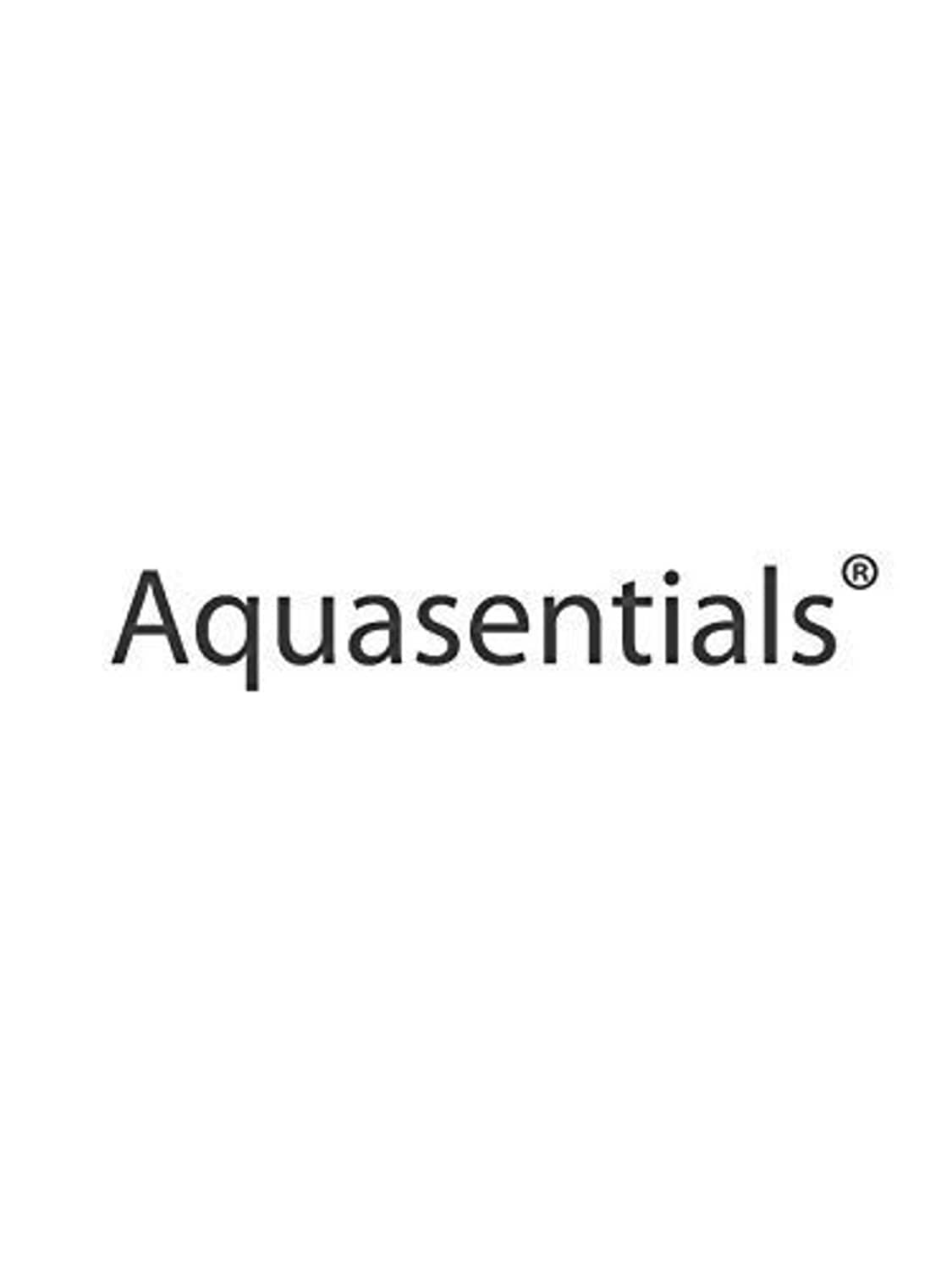 Aquasentials brand logo in black text on a white background
