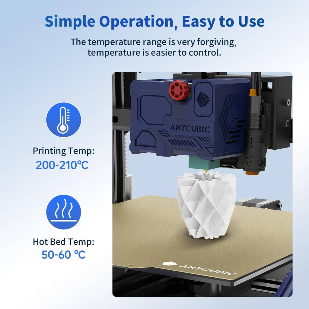 PLA 3D printer filament spool with a white printed model on the build plate