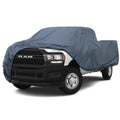 Dark gray pickup truck cover with front grille and headlights visible