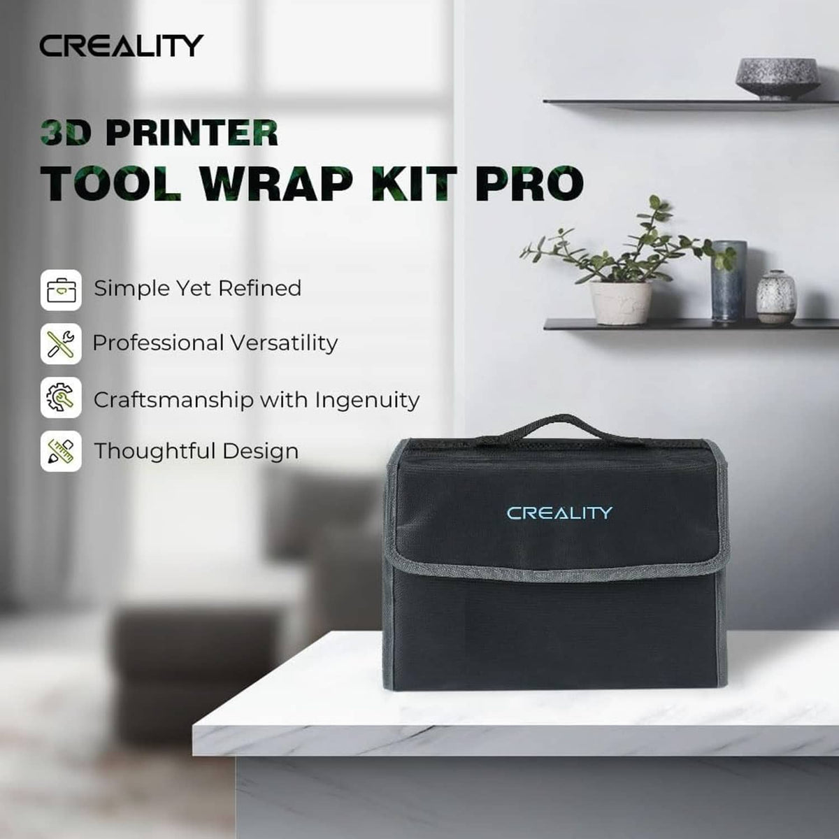 3D printer tool wrap kit pro with black fabric case and carrying handle