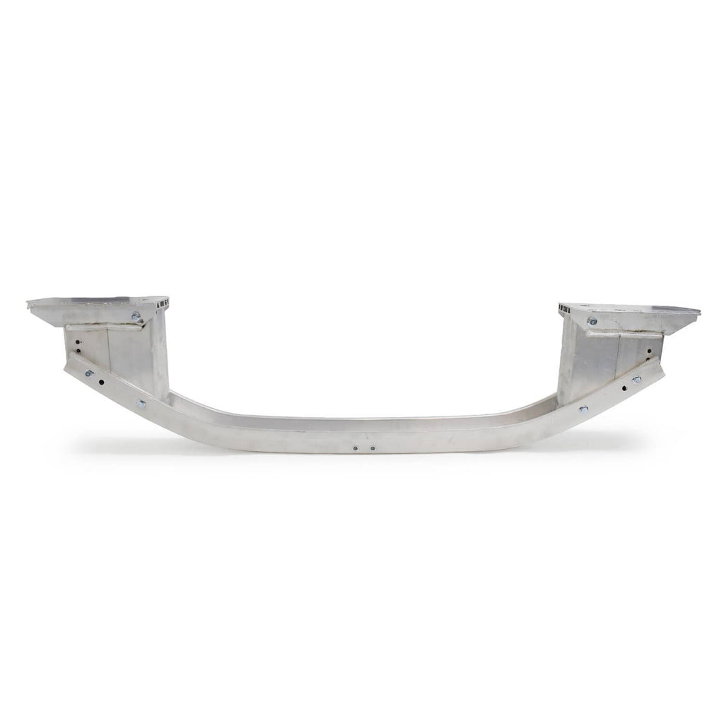 Front bumper reinforcement beam, arched metal bar with two side end supports