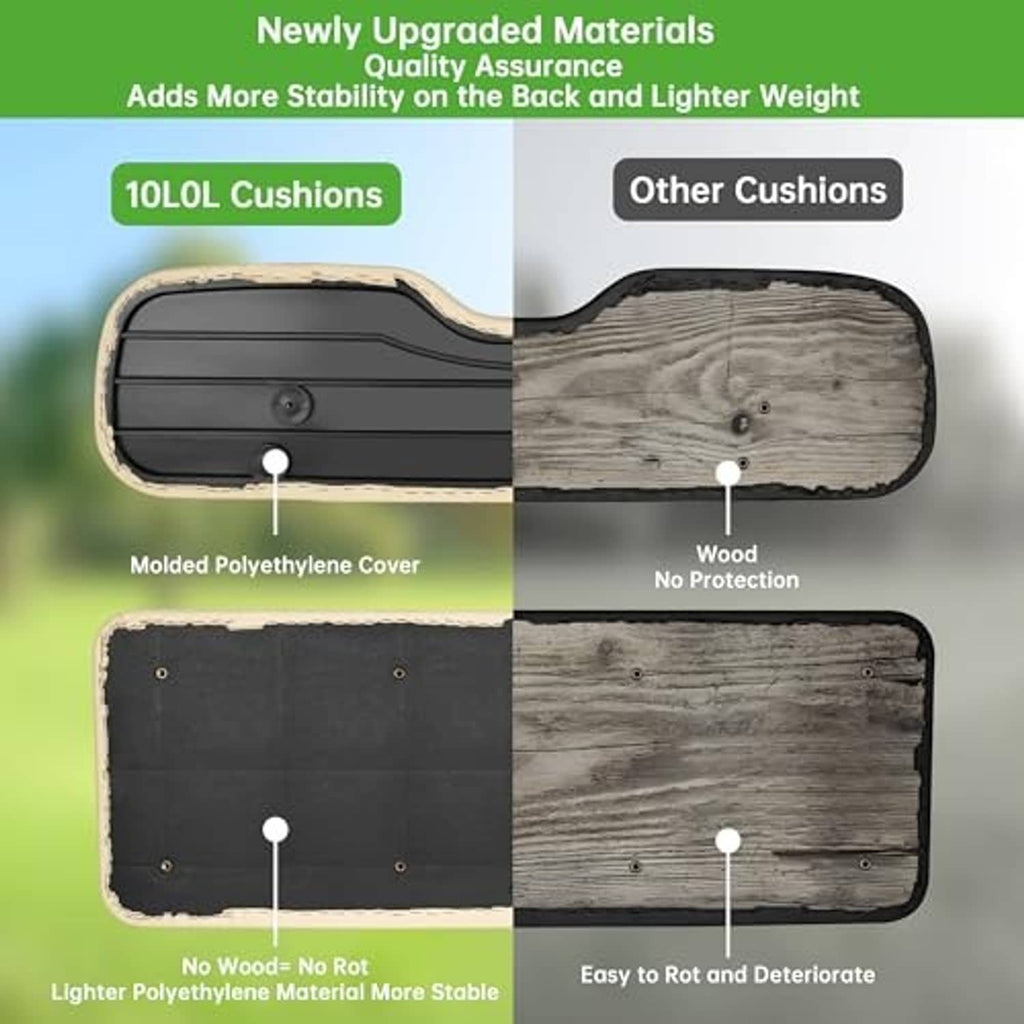 Black cushion cover panel with molded surface and mounting hardware points