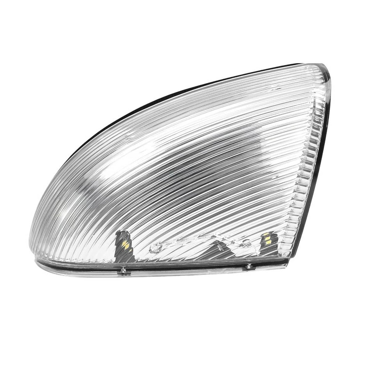 Side mirror turn signal lens, clear housing with amber light elements
