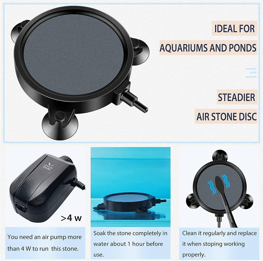 Black air stone disc diffuser for aquariums and ponds