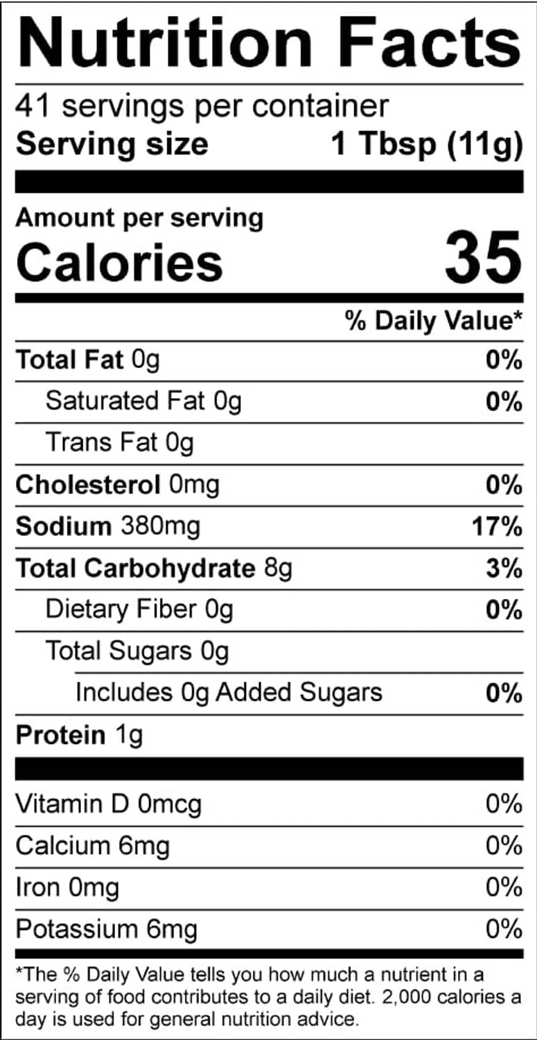 Nutrition Facts label for all-purpose breading & batter mix, calories 35