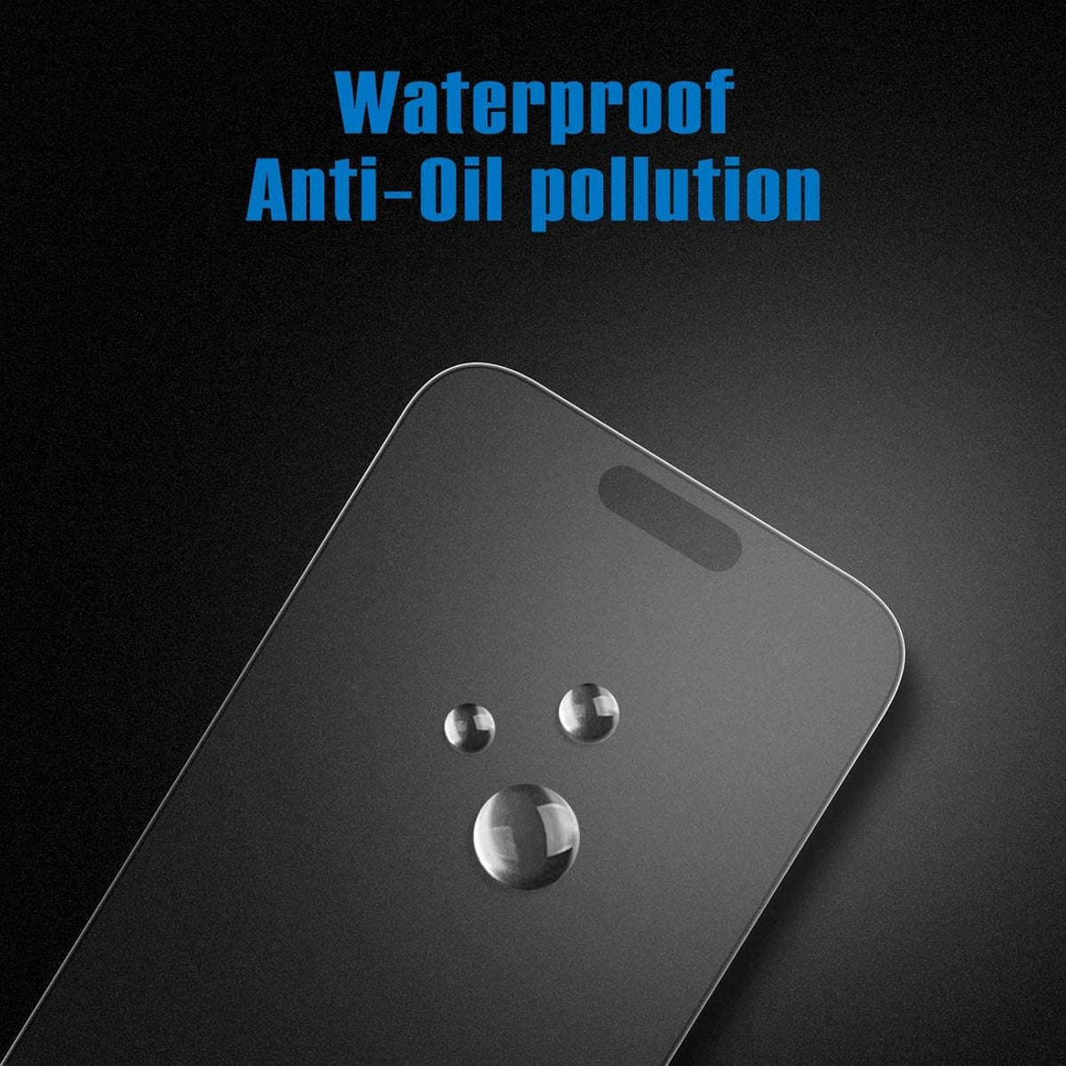 Matte glass screen protector close-up, water- and oil-resistant surface
