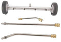 Silver water broom attachment with two black wheels and metal cleaning wand