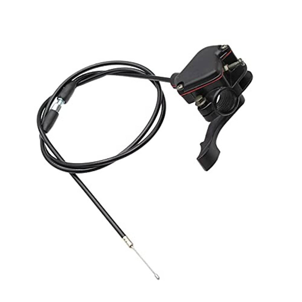 Thumb throttle lever cable set with black wire housing and metal adjuster end