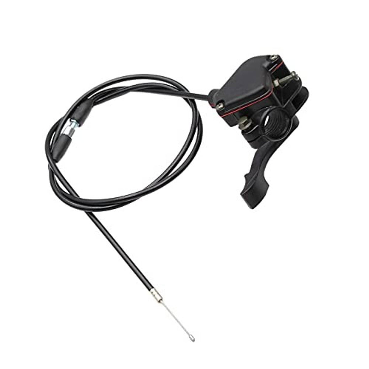 Thumb throttle lever cable set with black wire housing and metal adjuster end