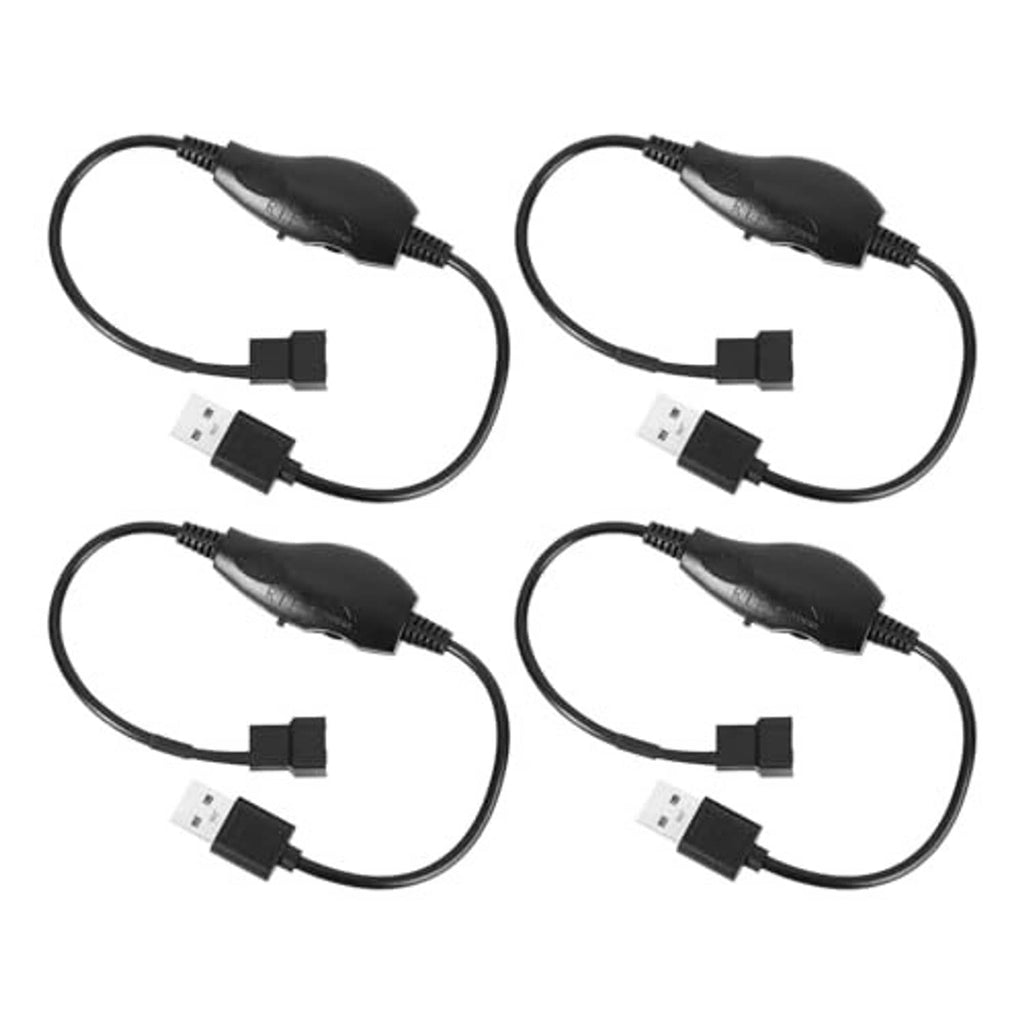 Four-pack black USB to 4-pin fan controller adapters with short connecting cables