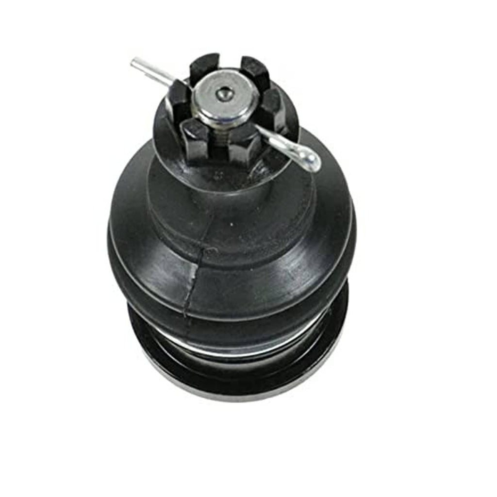 Front upper ball joint with black rubber boot and metal stud