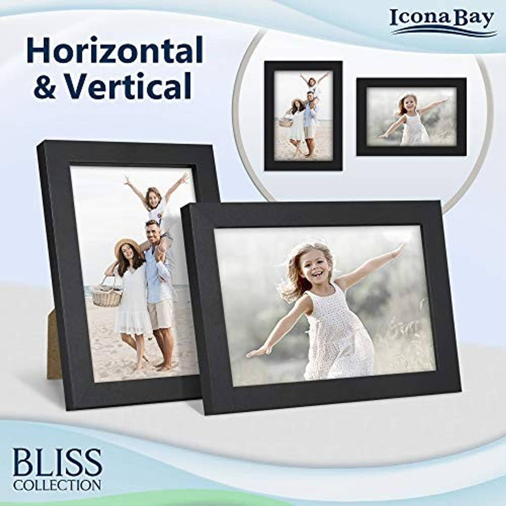 Black 4x6 photo frame in horizontal and vertical orientations, modern border