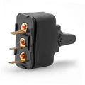 Black remote trim tilt paddle switch with three brass electrical terminals