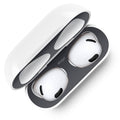 Dark grey dust guard for AirPods charging case, open with vented cutouts for earbuds