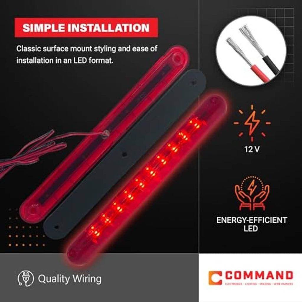 Red LED third brake light bar shown with mounting holes